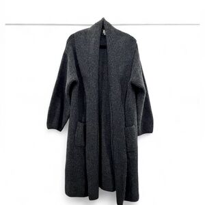 Target A New Day Charcoal Open-Front Ribbed Long Cardigan Sweater / Coatigan